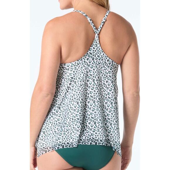 Coco Reef Summer Cheetah Current Mesh Layer Tankini Top 34C NWT - Picture 2 of 3